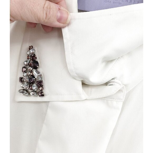 LAVENDER LABEL Vera Wang Snap Button Down Shirt Sz 12 Stretch Purple Rhinestones - Picture 6 of 14